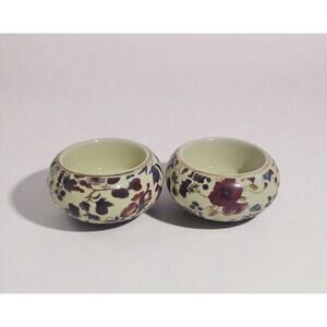 Set Vintage Chintz Floral Tealight Candle Holders Feminine Cottage Romantic